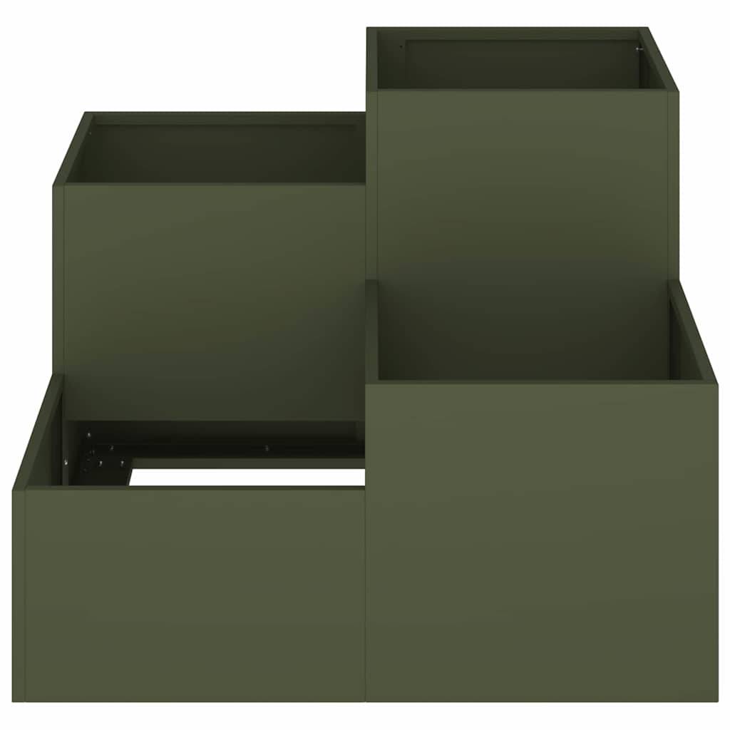 Maison Chic - Cache-pot, Pot De Fleurs Vert olive 80 x 80 x 60 cm Acier g436 - Image 5