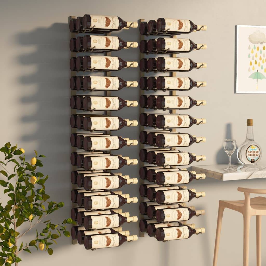 Autre - Casier à vin mural pour 36 bouteilles 2 pcs Doré Fer - Image 1