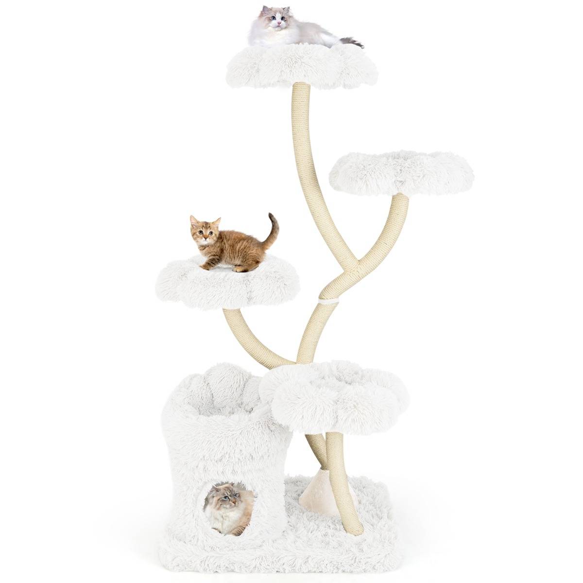 Arbre à Chat de 165cm Tour à Chat d'Escalade avec 4 Plateformes Rembourrée Poteaux de Grattage - Image 1