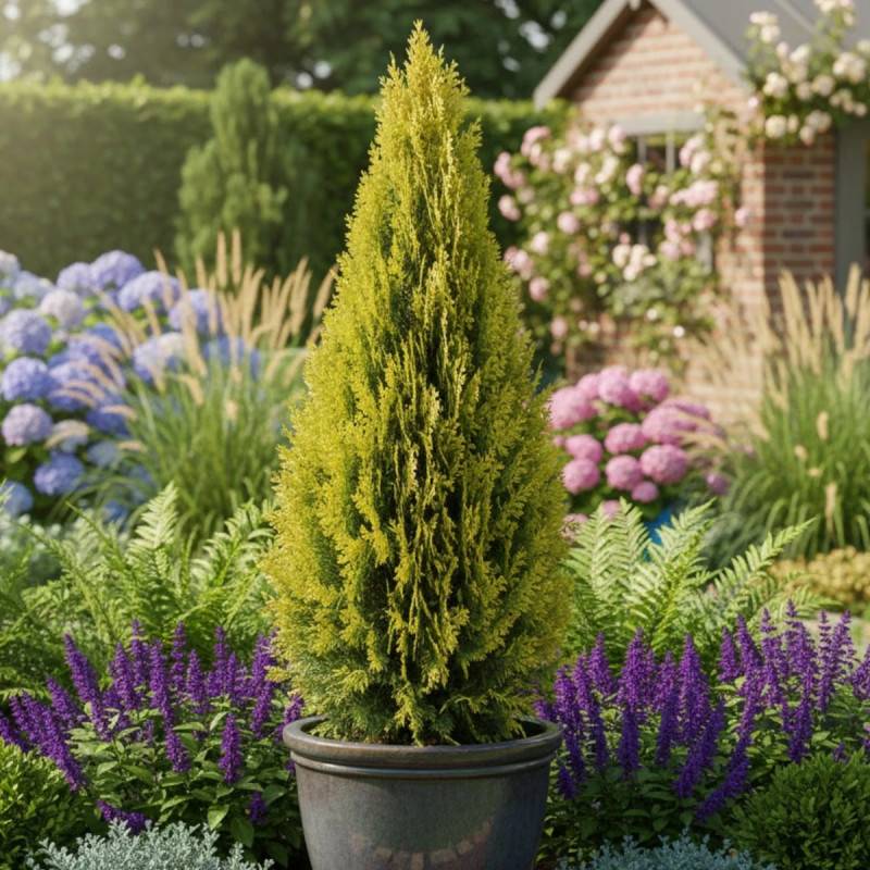 Thuya d'orient Pyramidalis Aurea, Thuja orientalis - Pot de 7,5L - 60/80 cm - Imagen 3