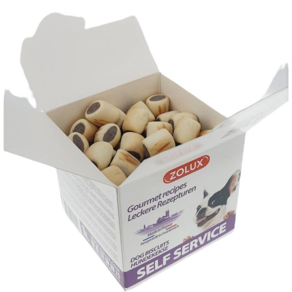 animallparadise - Friandise mini biscuits fourrés au bœuf, boite 400 g pour chien - Imagen 1