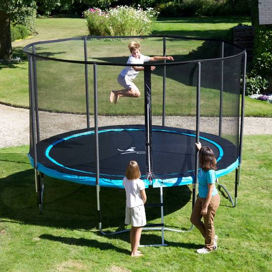Kangui - Trampoline Ø 300cm + filet de sécurité + échelle + kit ancrage - PUNCHI 300 Bleu Kangui - Image 5