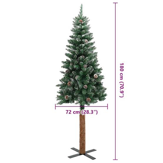 ComfortXL - Sapin de Noël Mince Enneigé avec Bois Véritable et Cônes Vert 180 cm – ComfortXL Outdoor Living - Image 4