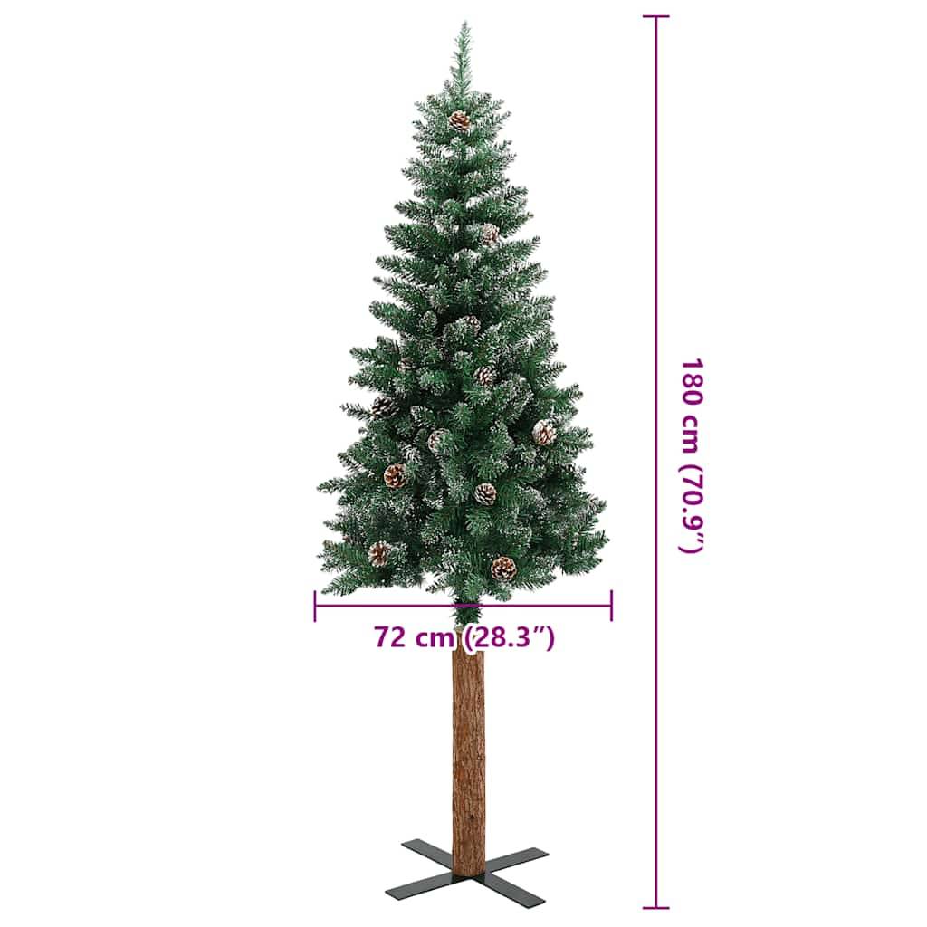 ComfortXL - Sapin de Noël Mince Enneigé avec Bois Véritable et Cônes Vert 180 cm – ComfortXL Outdoor Living - Image 4