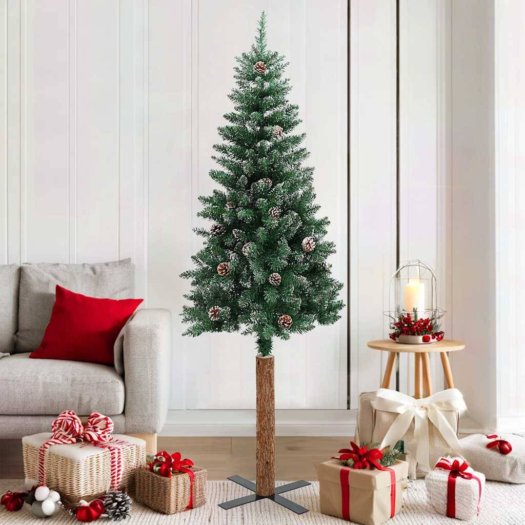 ComfortXL - Sapin de Noël Mince Enneigé avec Bois Véritable et Cônes Vert 180 cm – ComfortXL Outdoor Living - Image 1