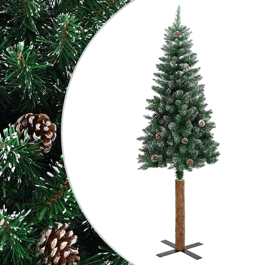 ComfortXL - Sapin de Noël Mince Enneigé avec Bois Véritable et Cônes Vert 180 cm – ComfortXL Outdoor Living - Image 2