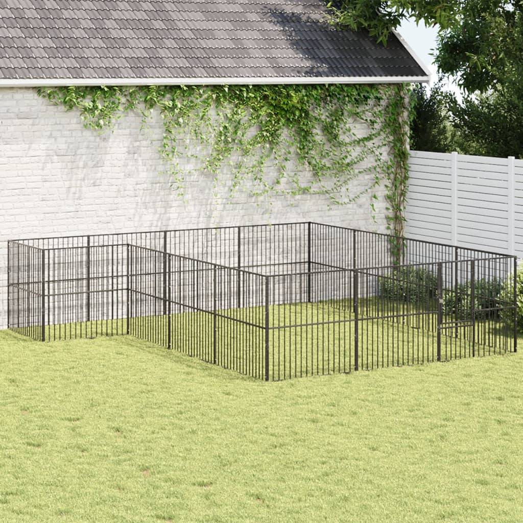 Vidaxl - Parc pour chien 16 panneaux noir acier galvanisé vidaXL 3209559 - Image 1