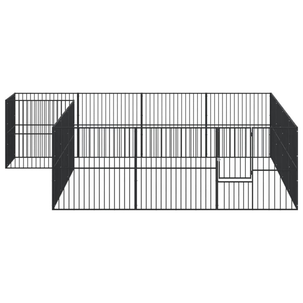Vidaxl - Parc pour chien 16 panneaux noir acier galvanisé vidaXL 3209559 - Image 8