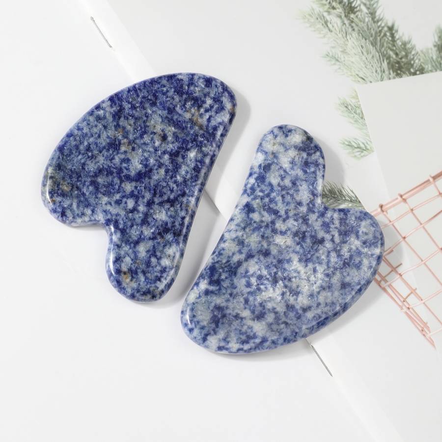 Sun & Sia - Gua Sha en Pierre Naturelle - Sodalite bleue - Massage Visage et Corps -Stimuler la Circulation - Peau Ferme et Lifting - Image 4