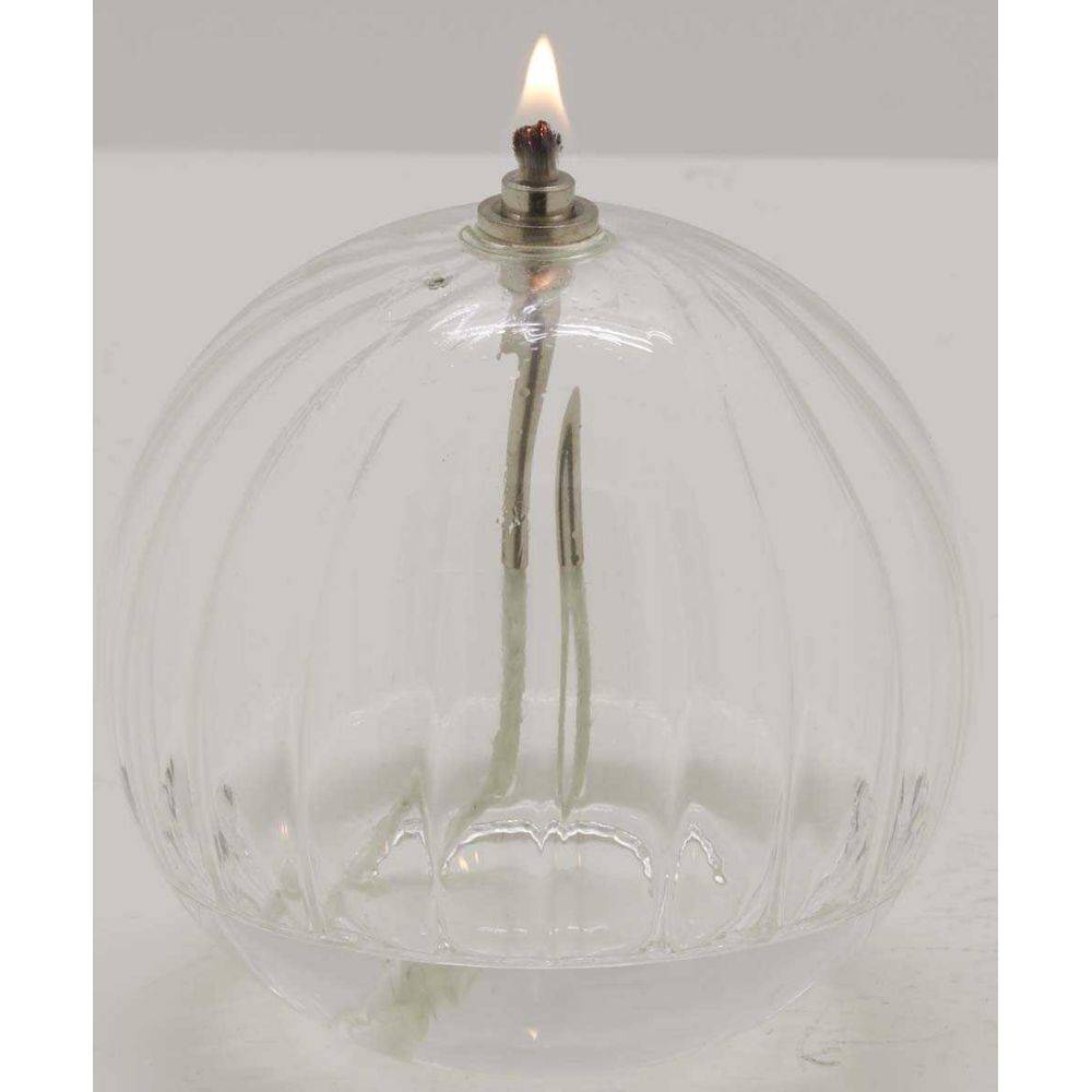 Bazardeluxe - Lampe à huile en verre strié Sphere 11 x 12 cm - Imagen 2