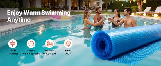 Vevor - VEVOR Bâche solaire piscine 11 x 4,9 m, 0,3 mm, polyéthylène, chauffe et retient la chaleur, réduit évaporation, bleu. - Image 9