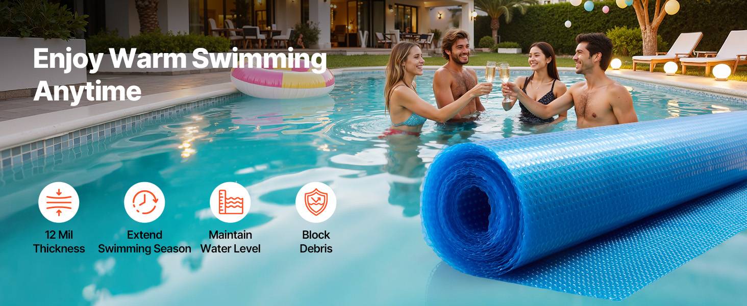 Vevor - VEVOR Bâche solaire piscine 11 x 4,9 m, 0,3 mm, polyéthylène, chauffe et retient la chaleur, réduit évaporation, bleu. - Image 9