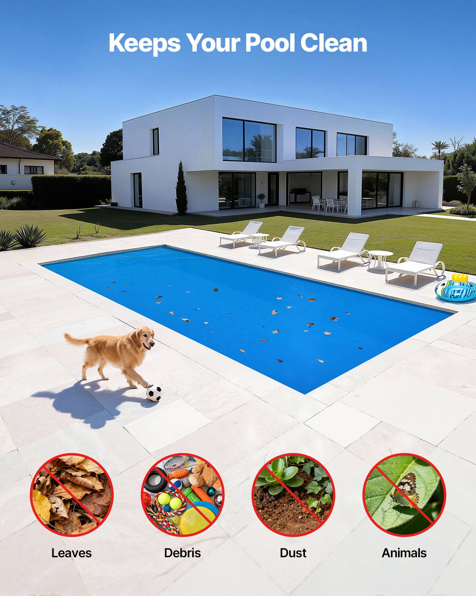Vevor - VEVOR Bâche solaire piscine 11 x 4,9 m, 0,3 mm, polyéthylène, chauffe et retient la chaleur, réduit évaporation, bleu. - Image 5