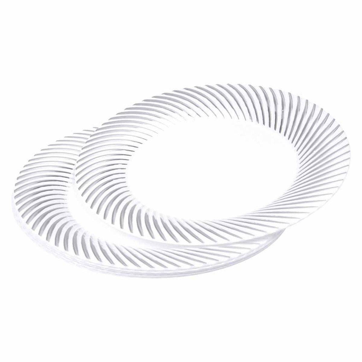 Lot de 6 Assiettes en Plastique Réutilisable "Ava" 23cm Blanc & Argent