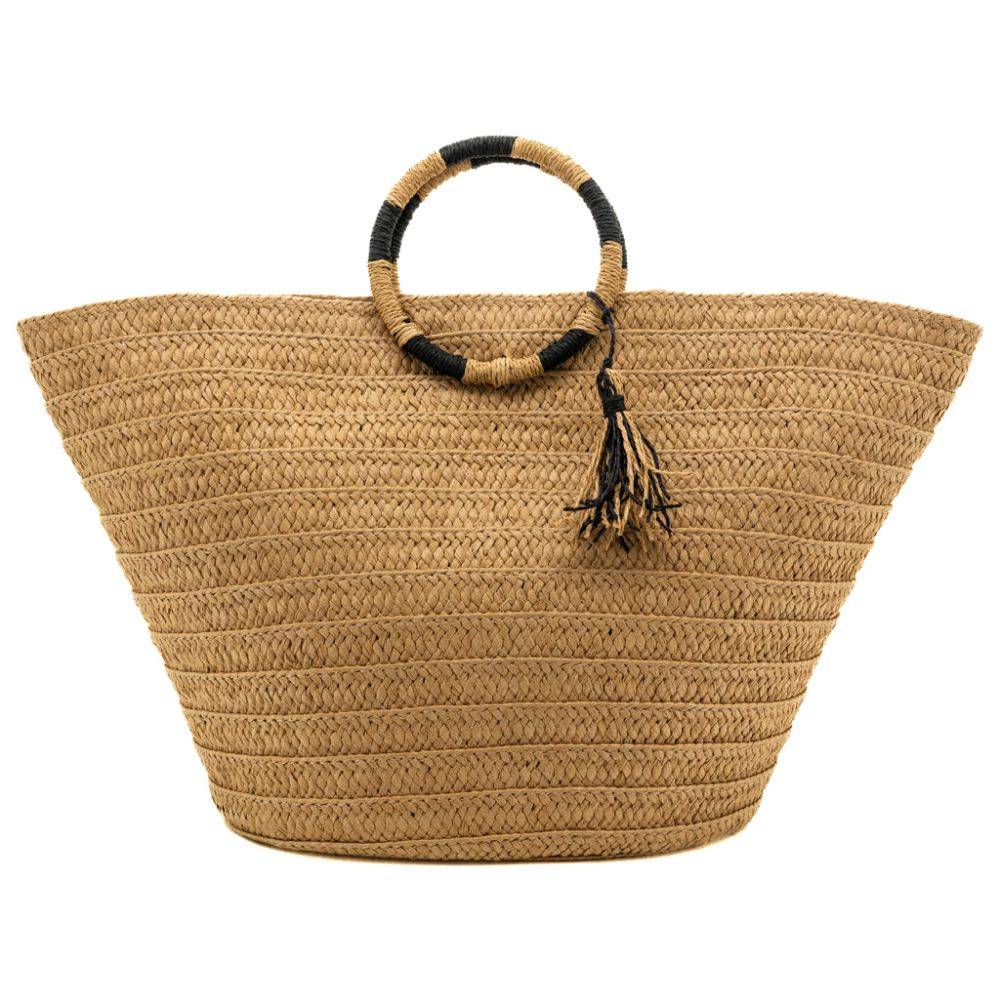 Aubry Gaspard - Sac cabas tressé naturel avec anses rondes - Imagen 3