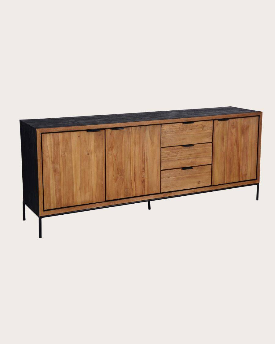 Indra grand - Grand buffet bas en teck recyclé bicolore 200 cm - UNIQKA - Imagen 3
