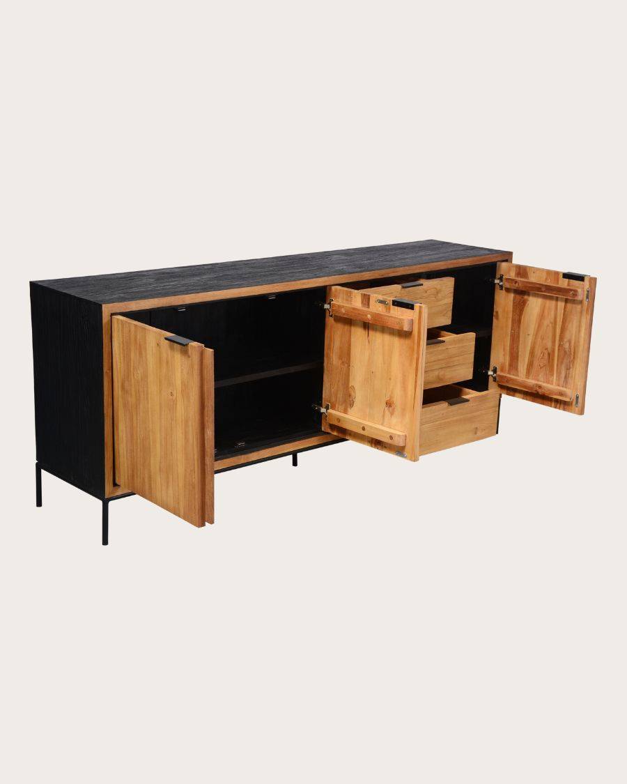 Indra grand - Grand buffet bas en teck recyclé bicolore 200 cm - UNIQKA - Imagen 4
