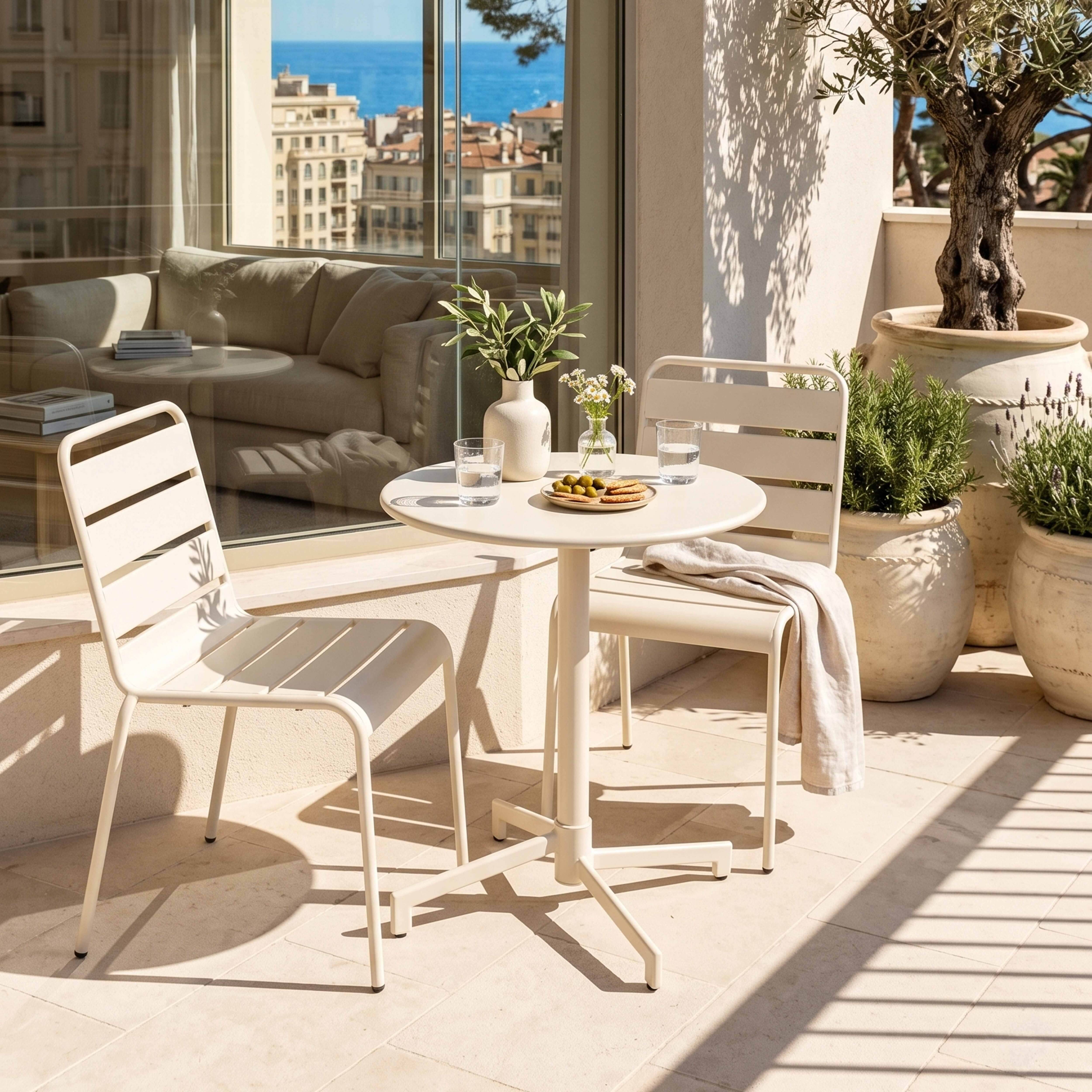Oviala - Table de jardin ronde bistrot avec plateau rabattable 70 cm argile Palavas - Oviala - Image 3