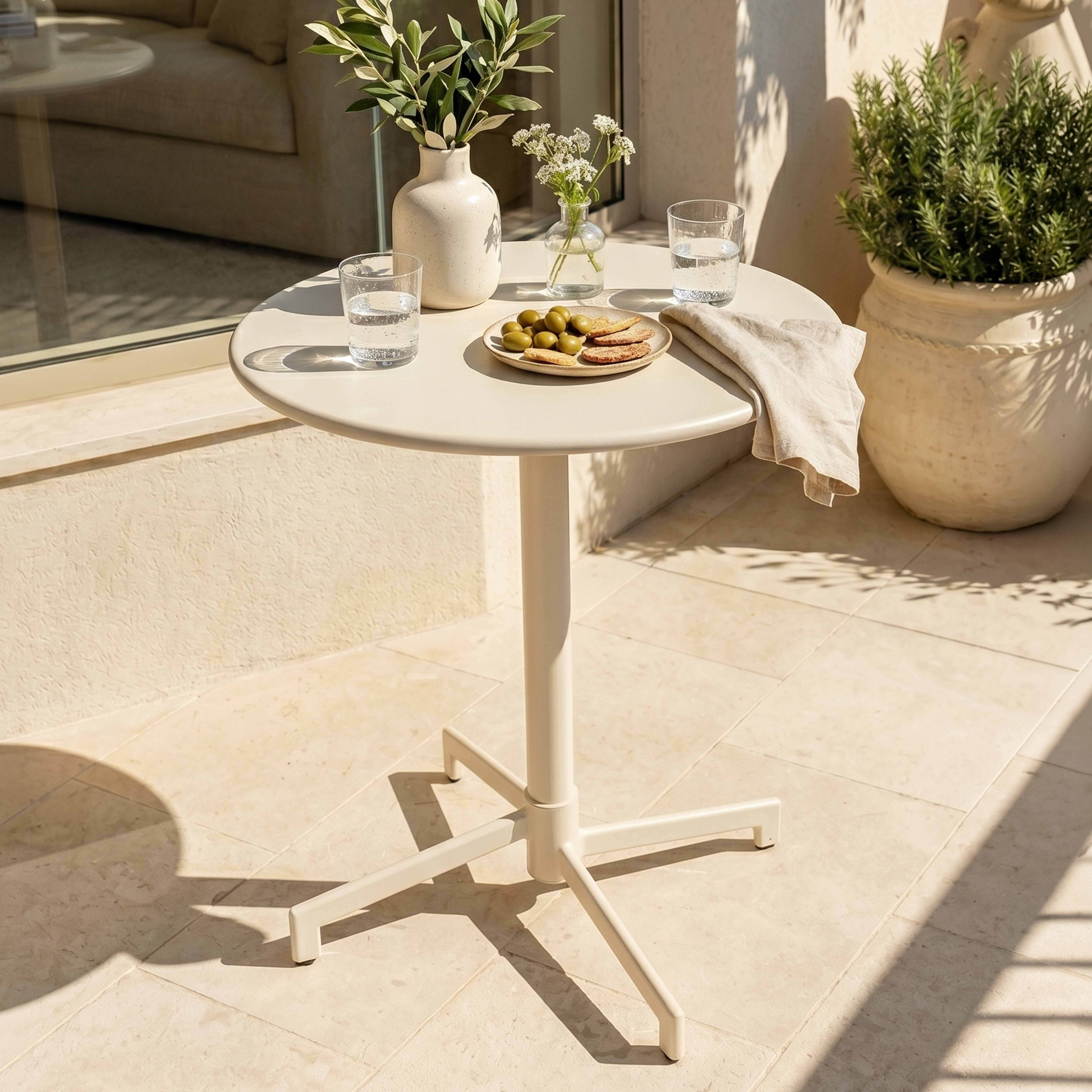 Oviala - Table de jardin ronde bistrot avec plateau rabattable 70 cm argile Palavas - Oviala - Image 2