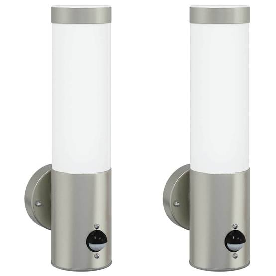 2pcs Appliques murales extérieures - Lampes murales extérieures Argent 12 x 7.5 x 29 cm g9 - Image 1