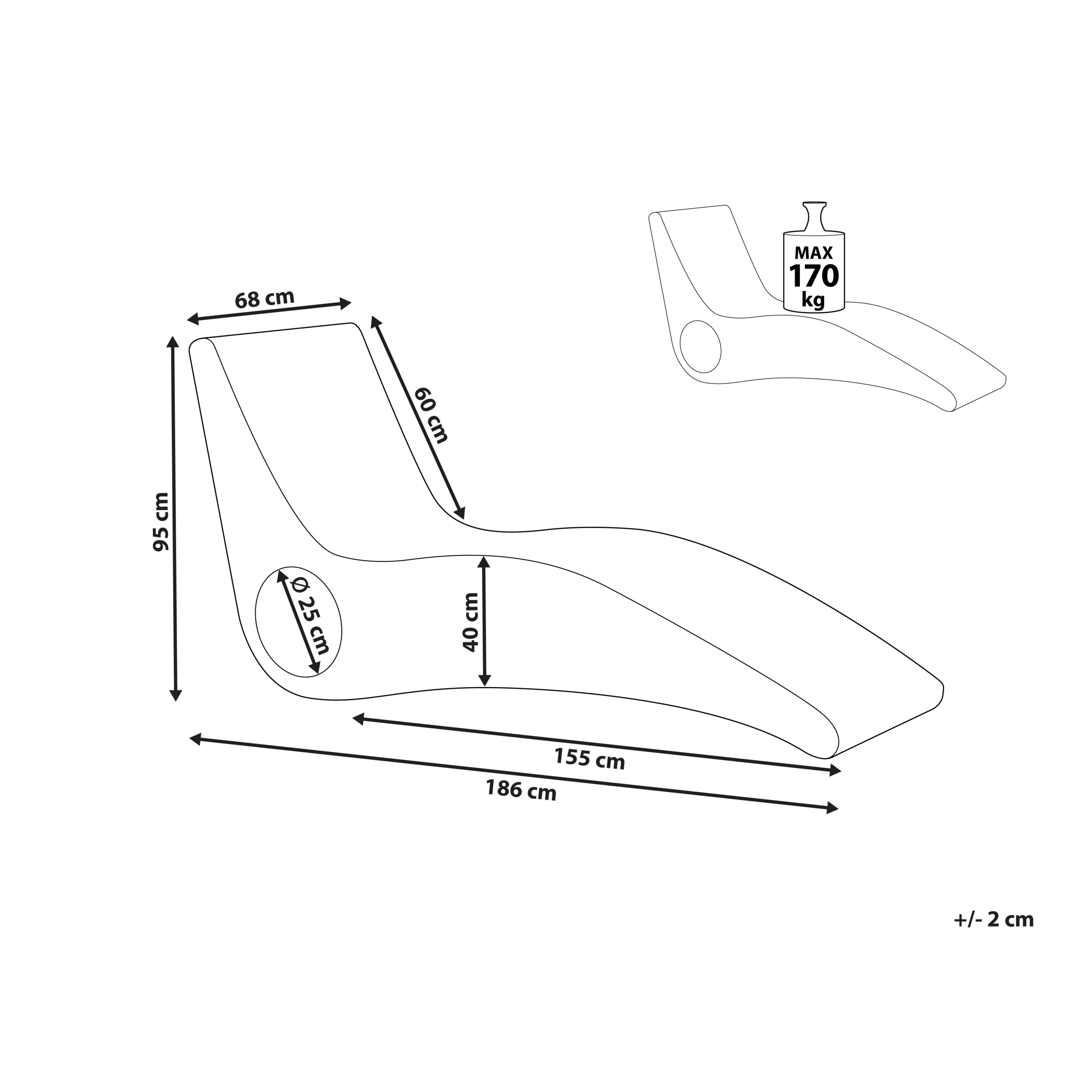 Beliani - Chaise longue Rotin Marron AIROLE - Beliani - Imagen 3