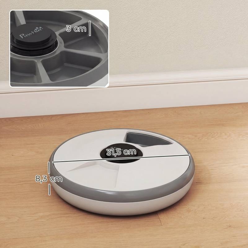 Distributeur automatique nourriture ABS chien chat 6 repas écran LED 31,5cm gris - ComfortXL Outdoor Living - Image 3