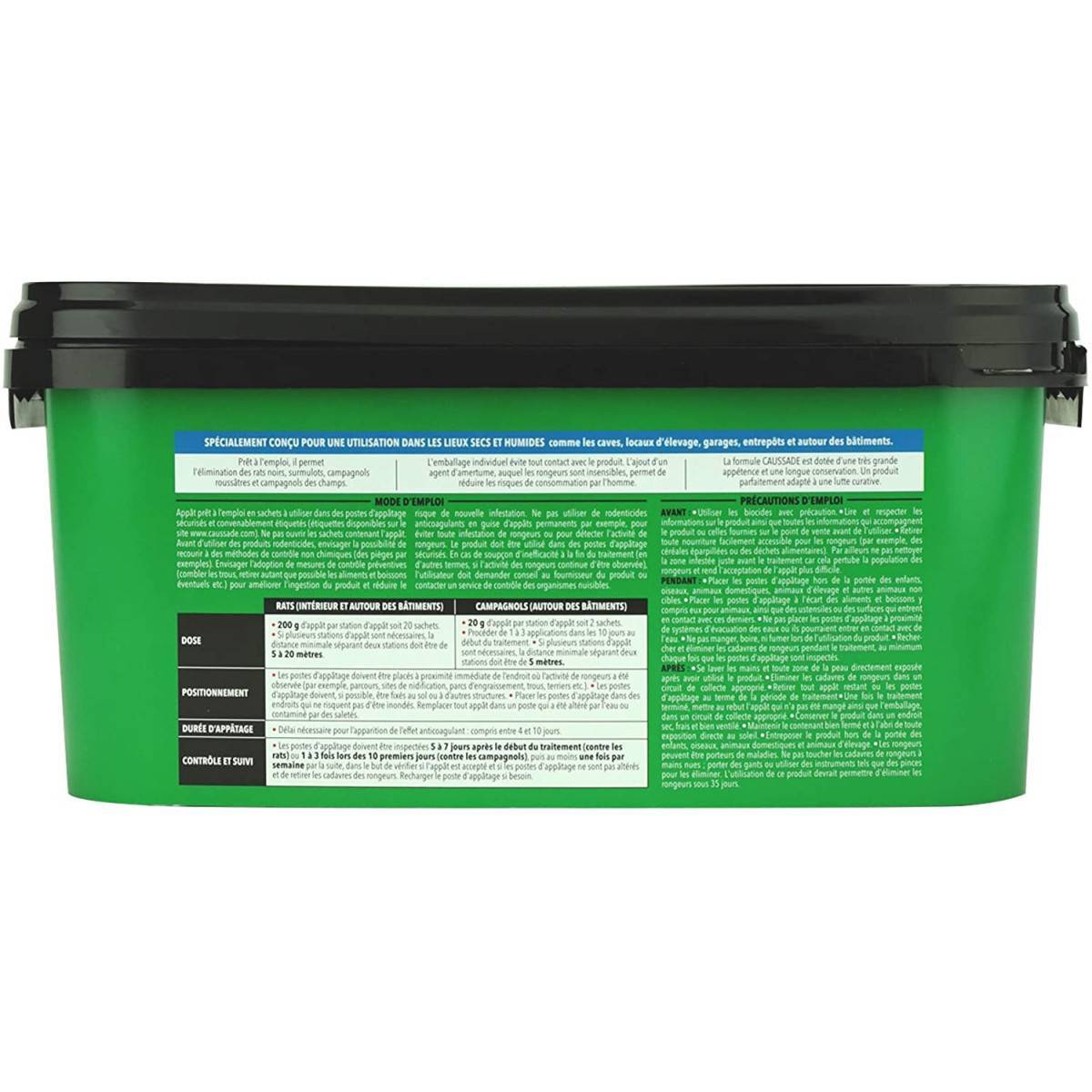 Multitanks - Pack de 2 seaux  de Raticide Canadien Pat'Appât Forte infestation boite de 720 grs ( 72 x 10grs ) - Imagen 2