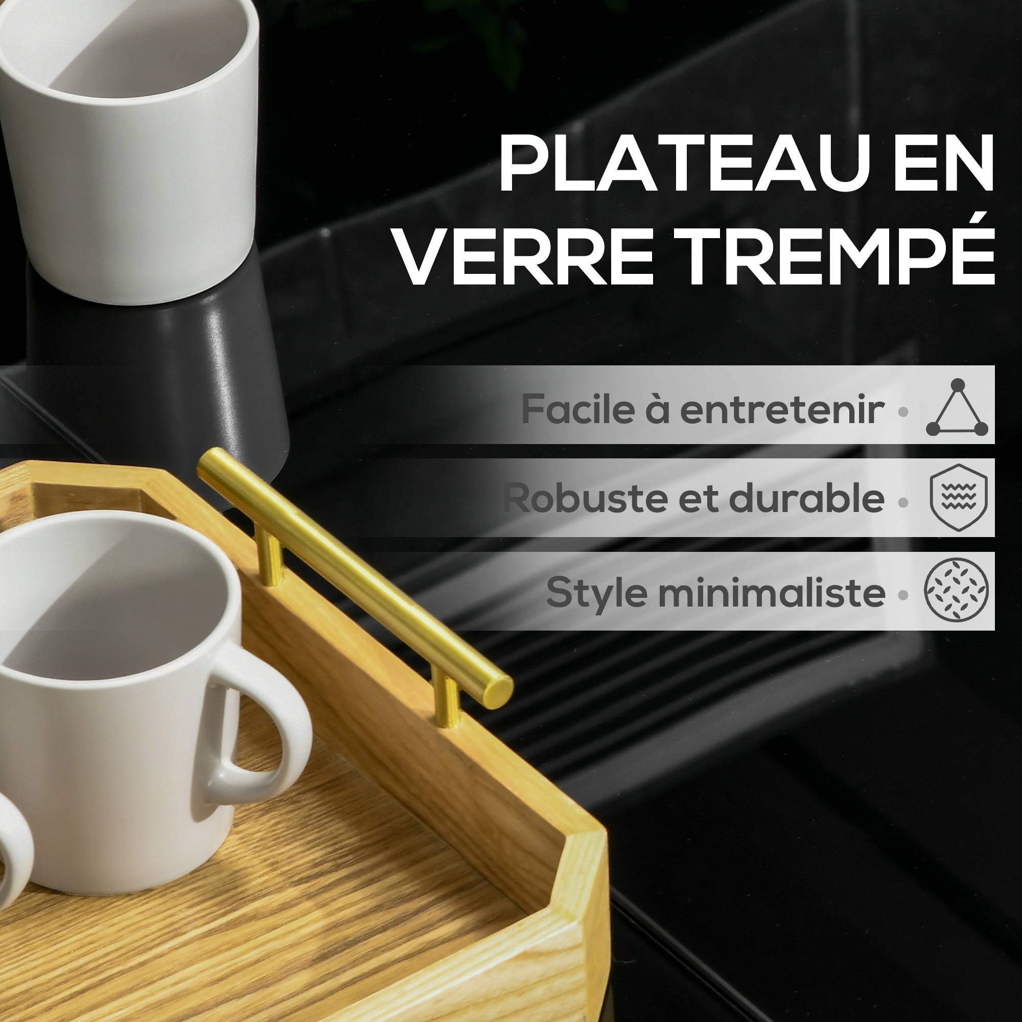 Outsunny - Table de jardin rectangulaire 8 personnes dim. 180L x 80l x 72H cm alu. plateau verre trempé noir - Image 4