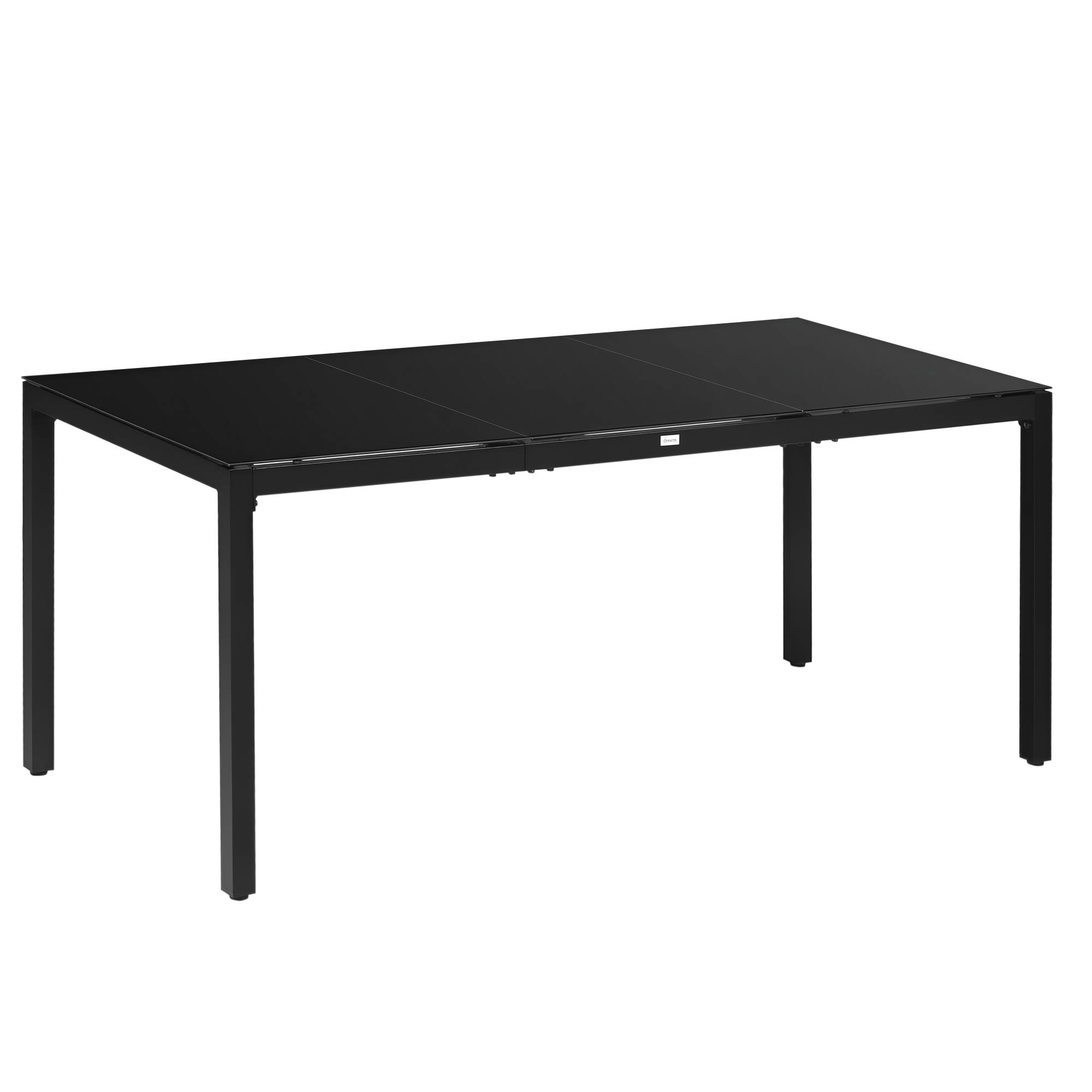 Outsunny - Table de jardin rectangulaire 8 personnes dim. 180L x 80l x 72H cm alu. plateau verre trempé noir