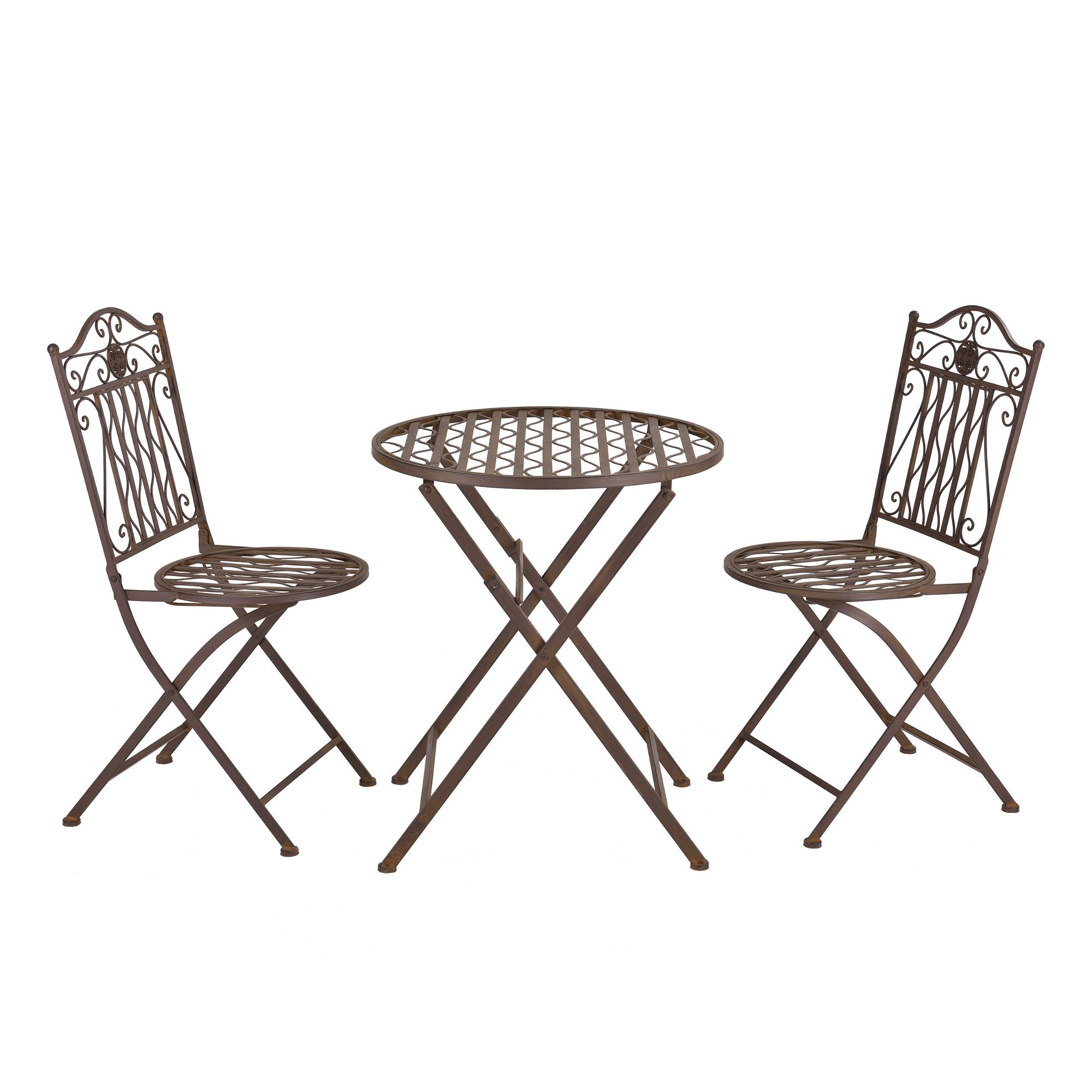 Set De Bistrot Élégant Table Ronde Et Chaises Pliables Pour Jardin Terrasse Balcon Métal Bronze [en.casa] - Imagen 1