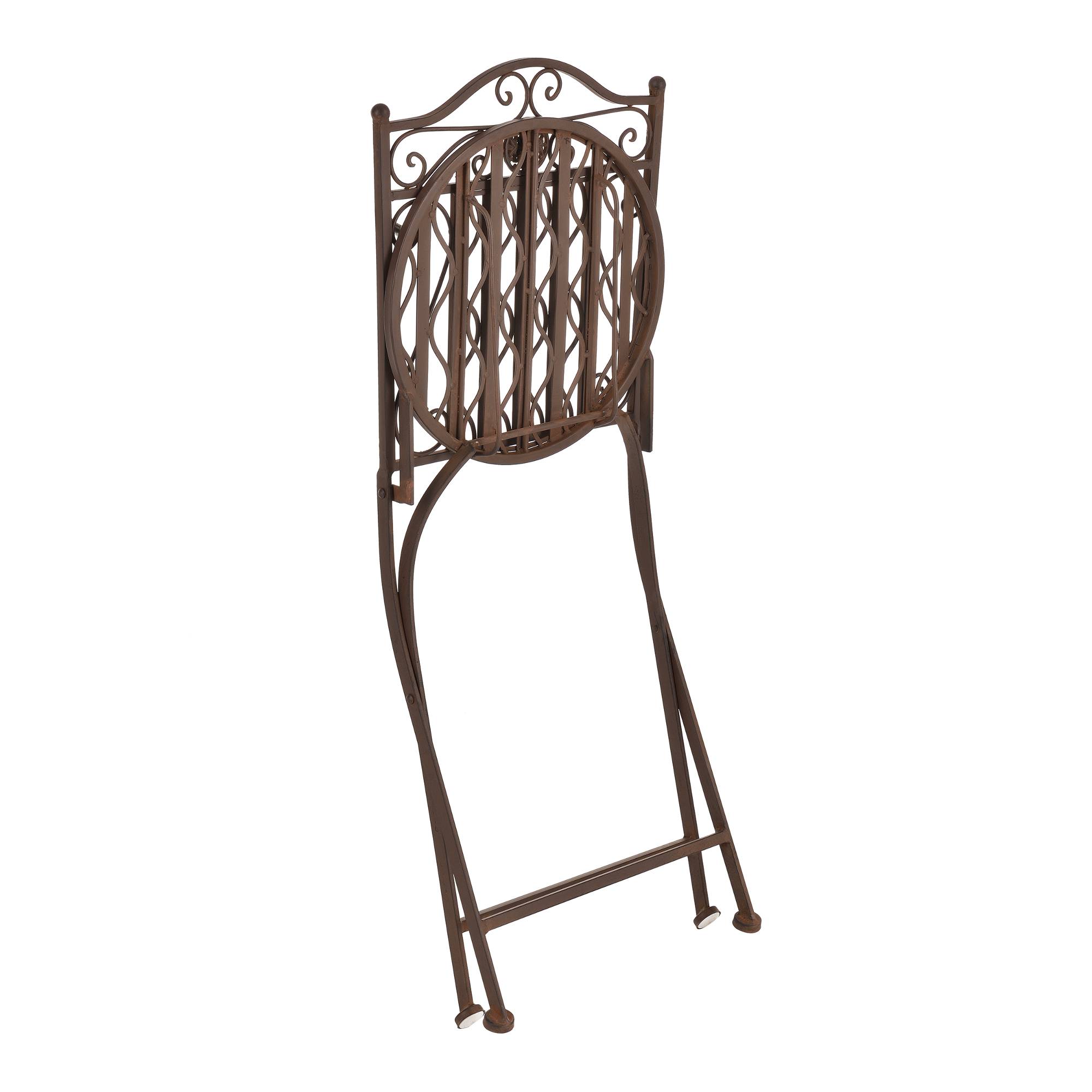 Set De Bistrot Élégant Table Ronde Et Chaises Pliables Pour Jardin Terrasse Balcon Métal Bronze [en.casa] - Imagen 4