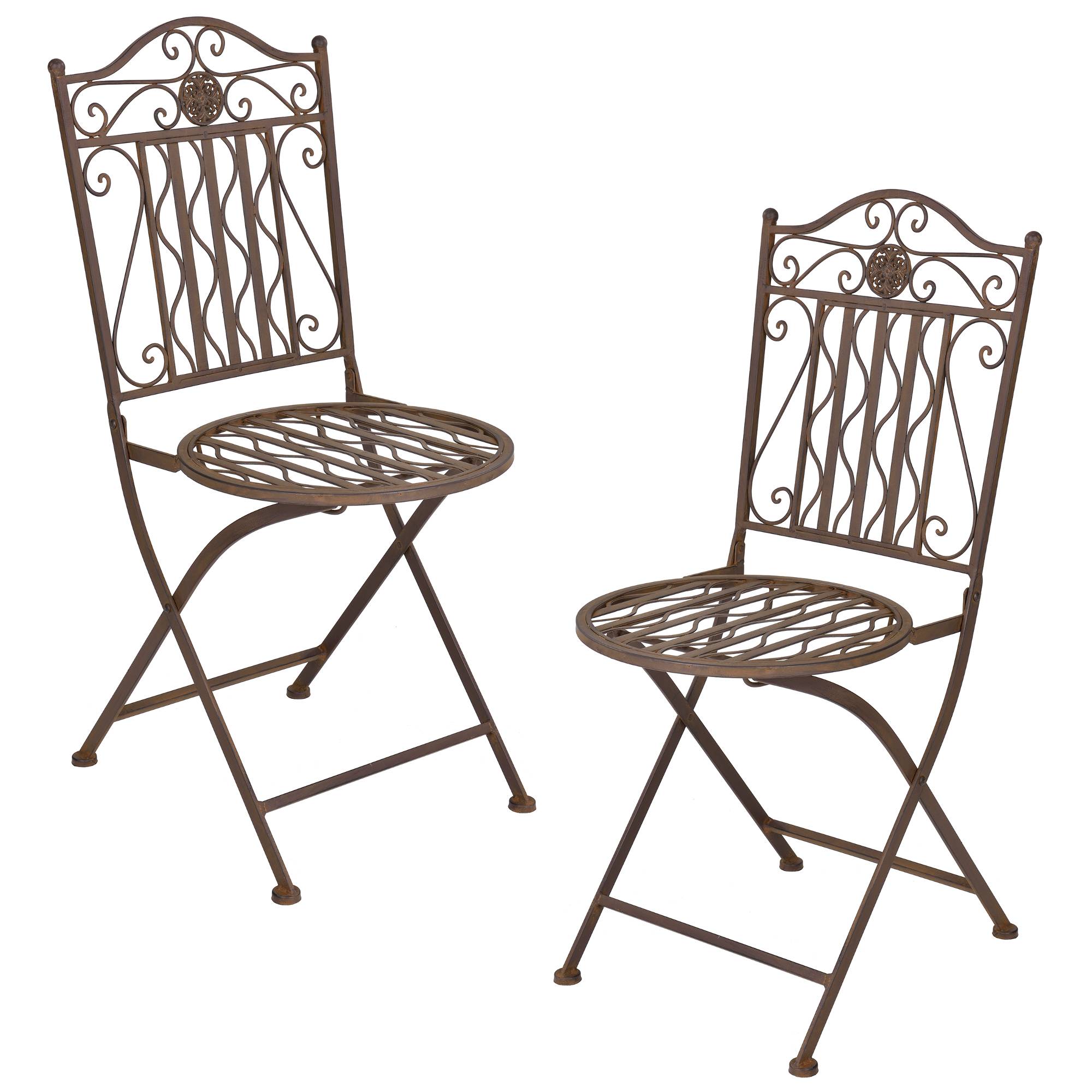 Set De Bistrot Élégant Table Ronde Et Chaises Pliables Pour Jardin Terrasse Balcon Métal Bronze [en.casa] - Imagen 2