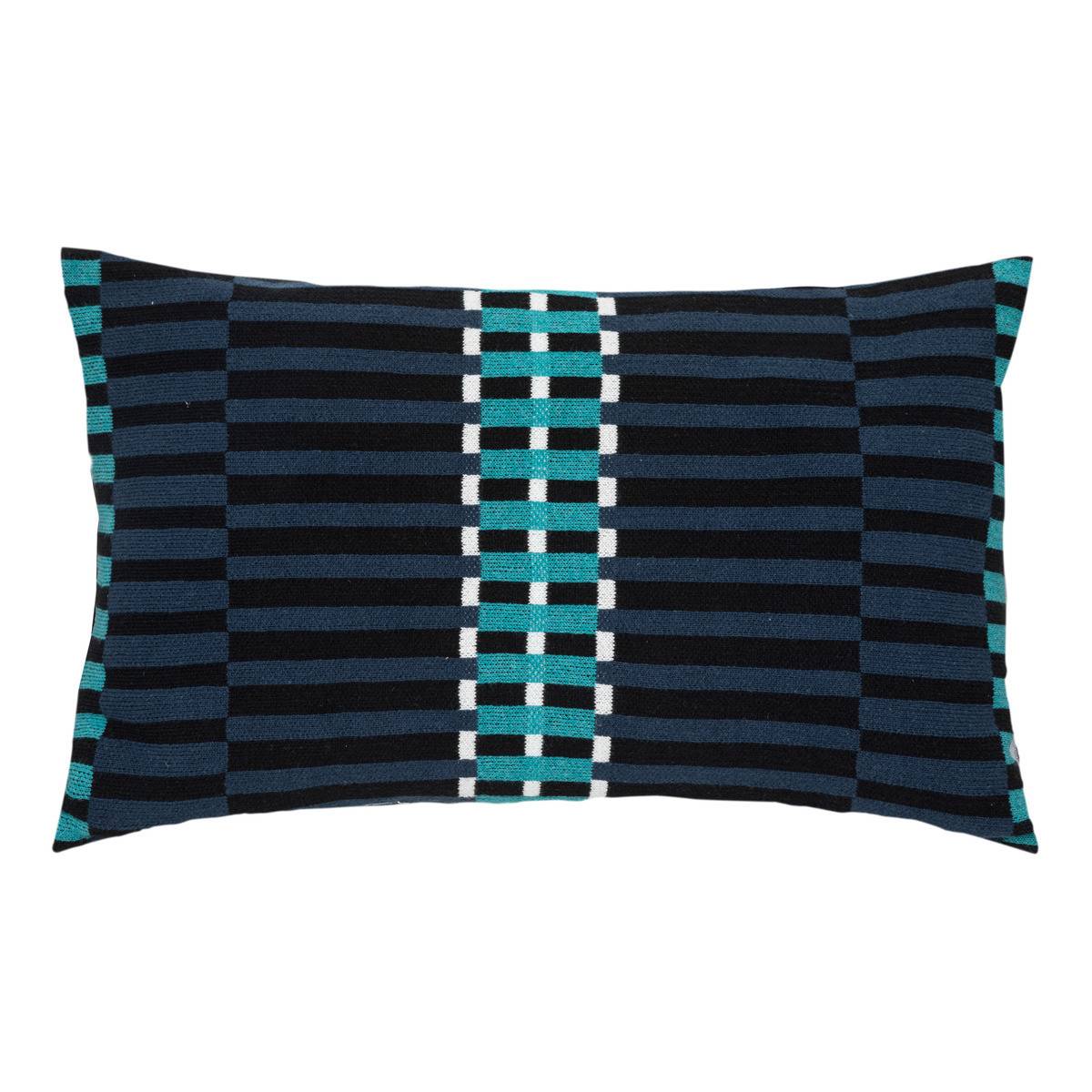 Coussin décoratif en Coton façon Tricot rayures Bleu foncé  30 x 50 cm - Imagen 1