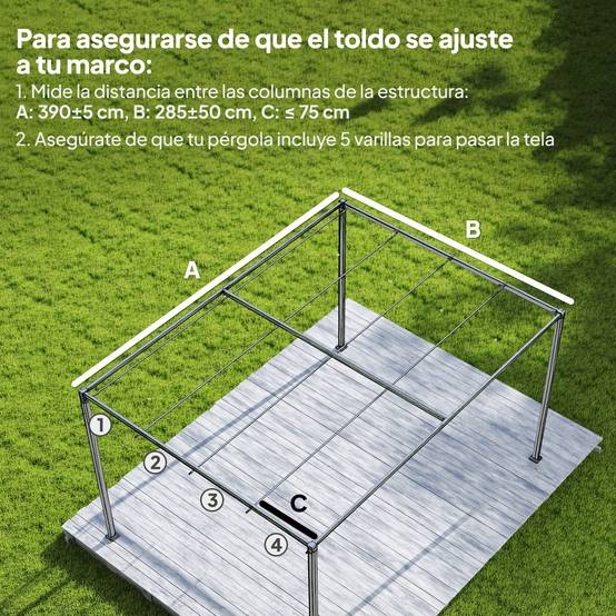 Toile de Rechange pour Pergola 4x3m Rétractable Polyester Anti-UV avec Trous Drainage Gris Foncé - ComfortXL Outdoor Living - Image 6