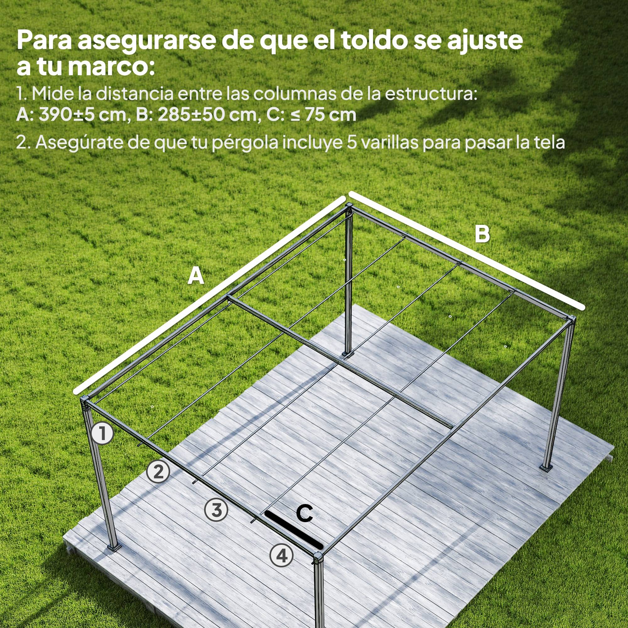 Toile de Rechange pour Pergola 4x3m Rétractable Polyester Anti-UV avec Trous Drainage Gris Foncé - ComfortXL Outdoor Living - Image 6