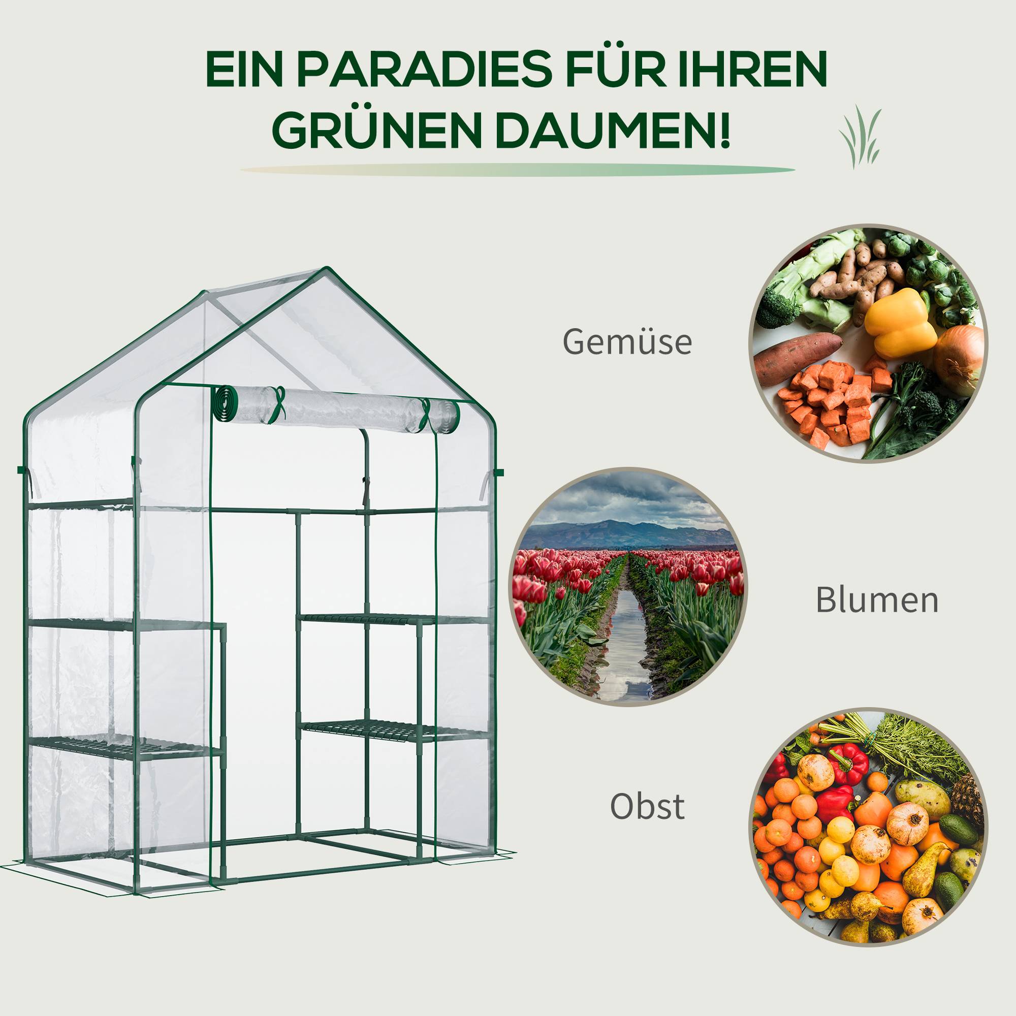 Serre de jardin transparente métal PVC 6 étagères hivernage plantes 142x73x195cm - ComfortXL Outdoor Living - Image 9