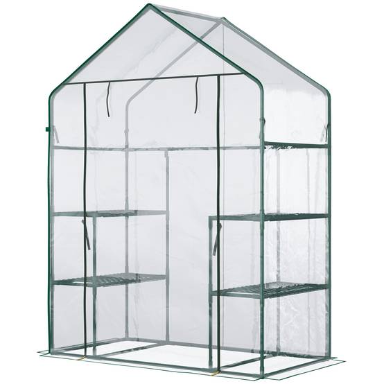 Serre de jardin transparente métal PVC 6 étagères hivernage plantes 142x73x195cm - ComfortXL Outdoor Living - Image 2