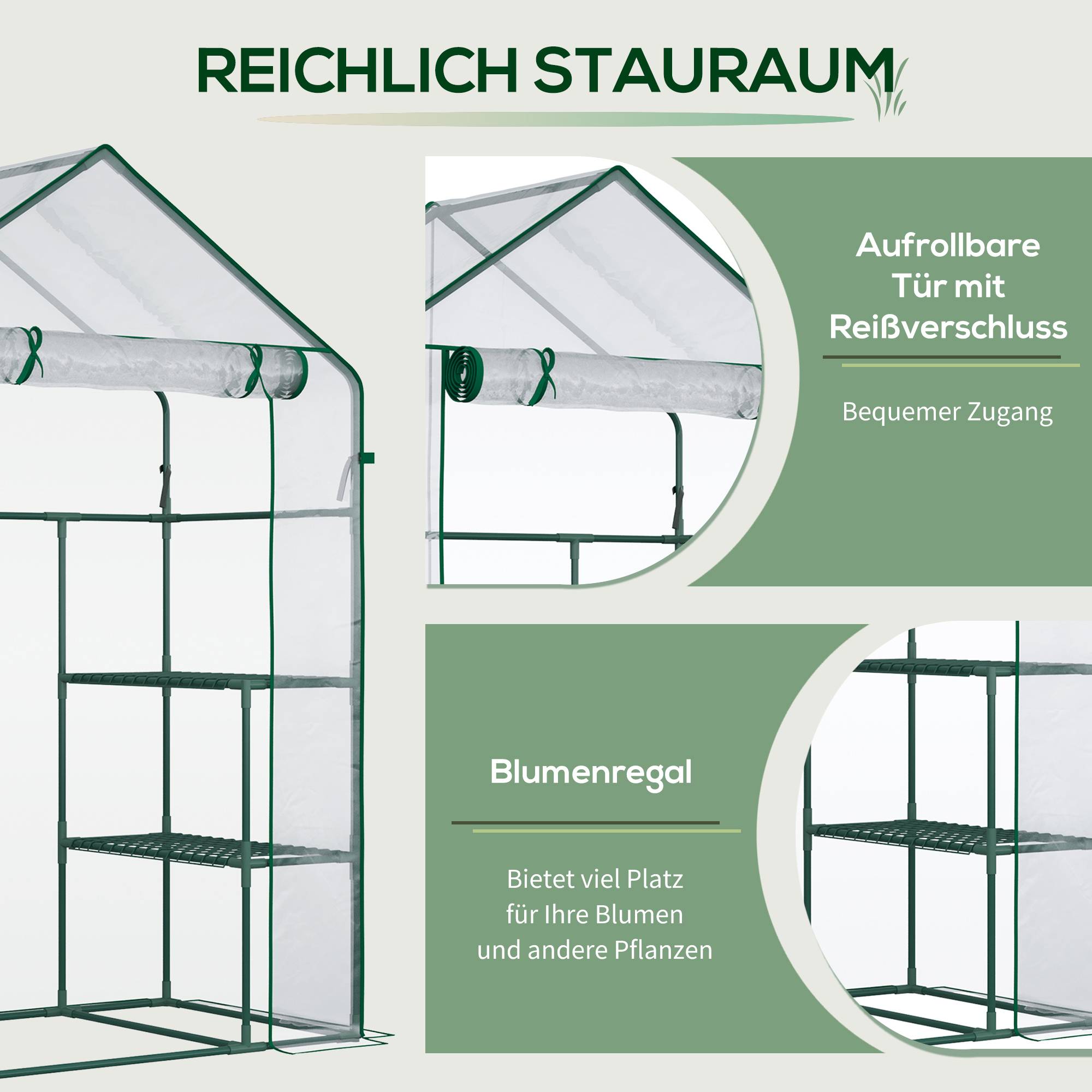 Serre de jardin transparente métal PVC 6 étagères hivernage plantes 142x73x195cm - ComfortXL Outdoor Living - Image 7