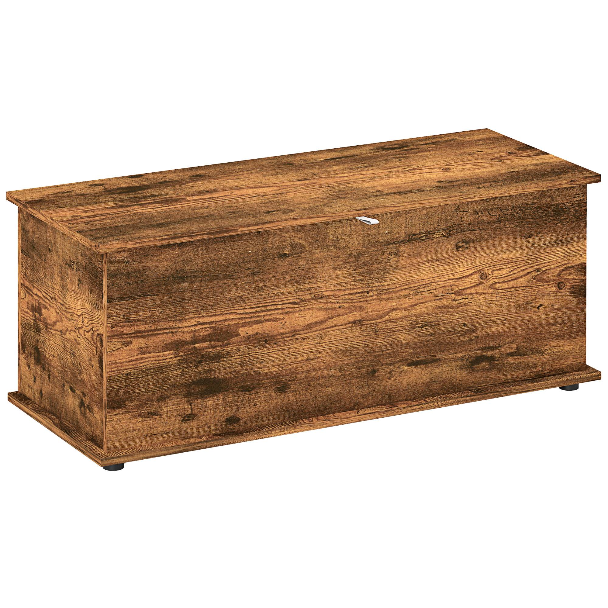 Banc coffre rangement bois capacité 120 kg, meuble multifonction entrée chambre avec espace rangement 100x40x40 cm marron