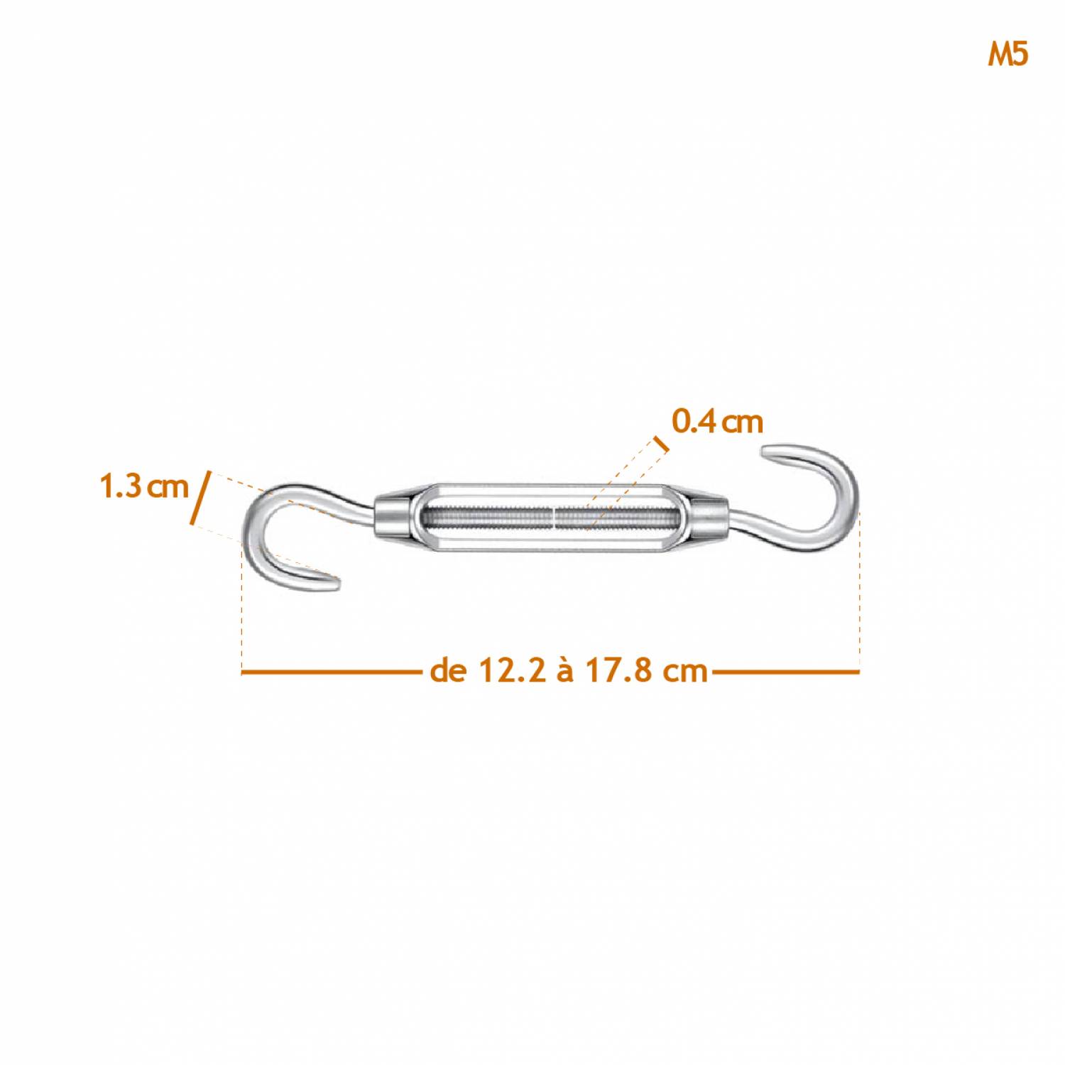 Linxor - Lot de 5 tendeurs de fil réglables en acier inoxydable - Double crochets - M5 - Linxor - Imagen 2