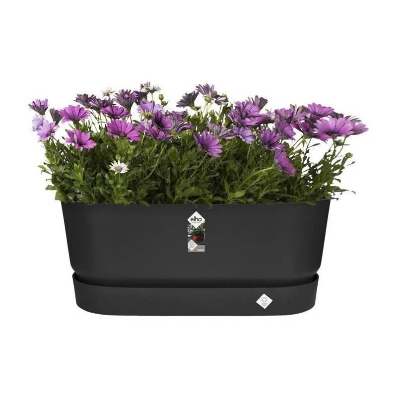 Elho - Planteur Ovale Greenville - Plastique - Avec Roulettes - ø60 - Noir - Image 3