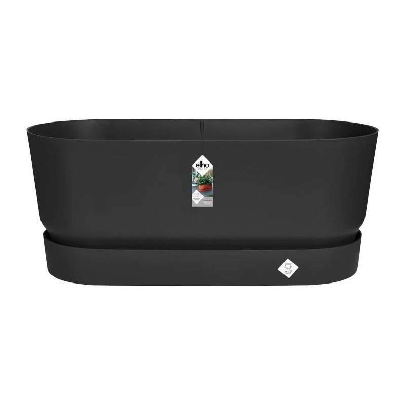 Elho - Planteur Ovale Greenville - Plastique - Avec Roulettes - ø60 - Noir - Image 1
