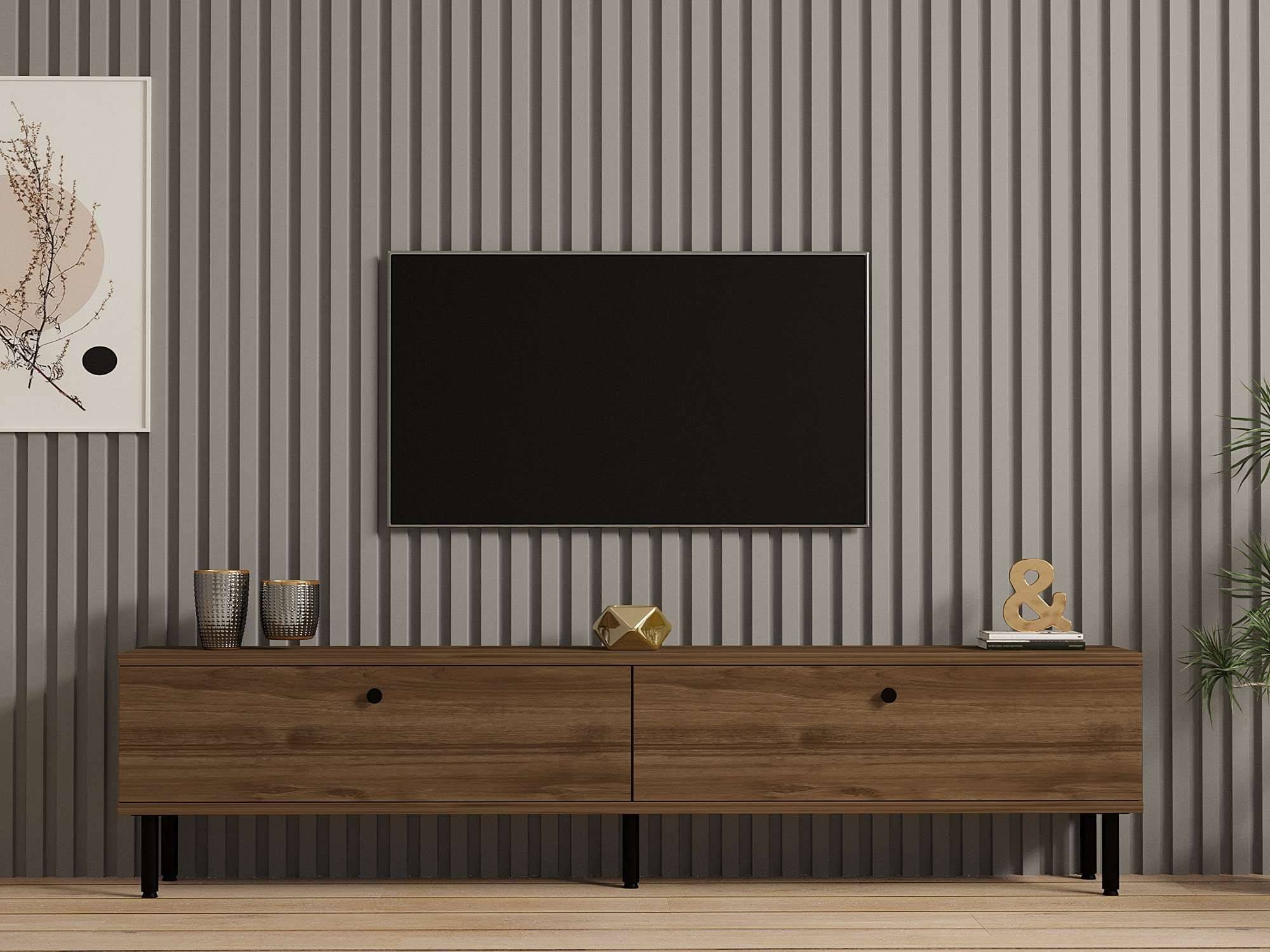 Habitat Et Jardin - Meuble Tv En Bois "nantes" - 160 X 25 X 37 Cm - Marron -hanah Home - Image 3