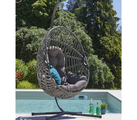 Ozalide - Fauteuil de jardin suspendu gris anthracite CANBERRA - Image 1