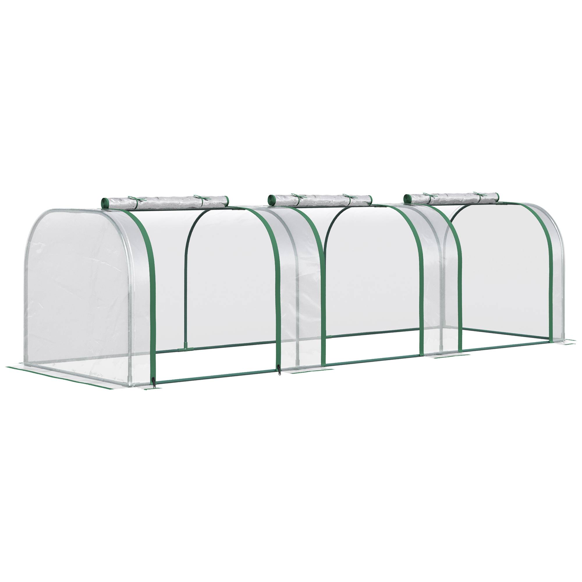 Serre aluminium, 3 portes enroulables, structure acier transparente 295x100x80 cm, jardin potager semis - Image 1