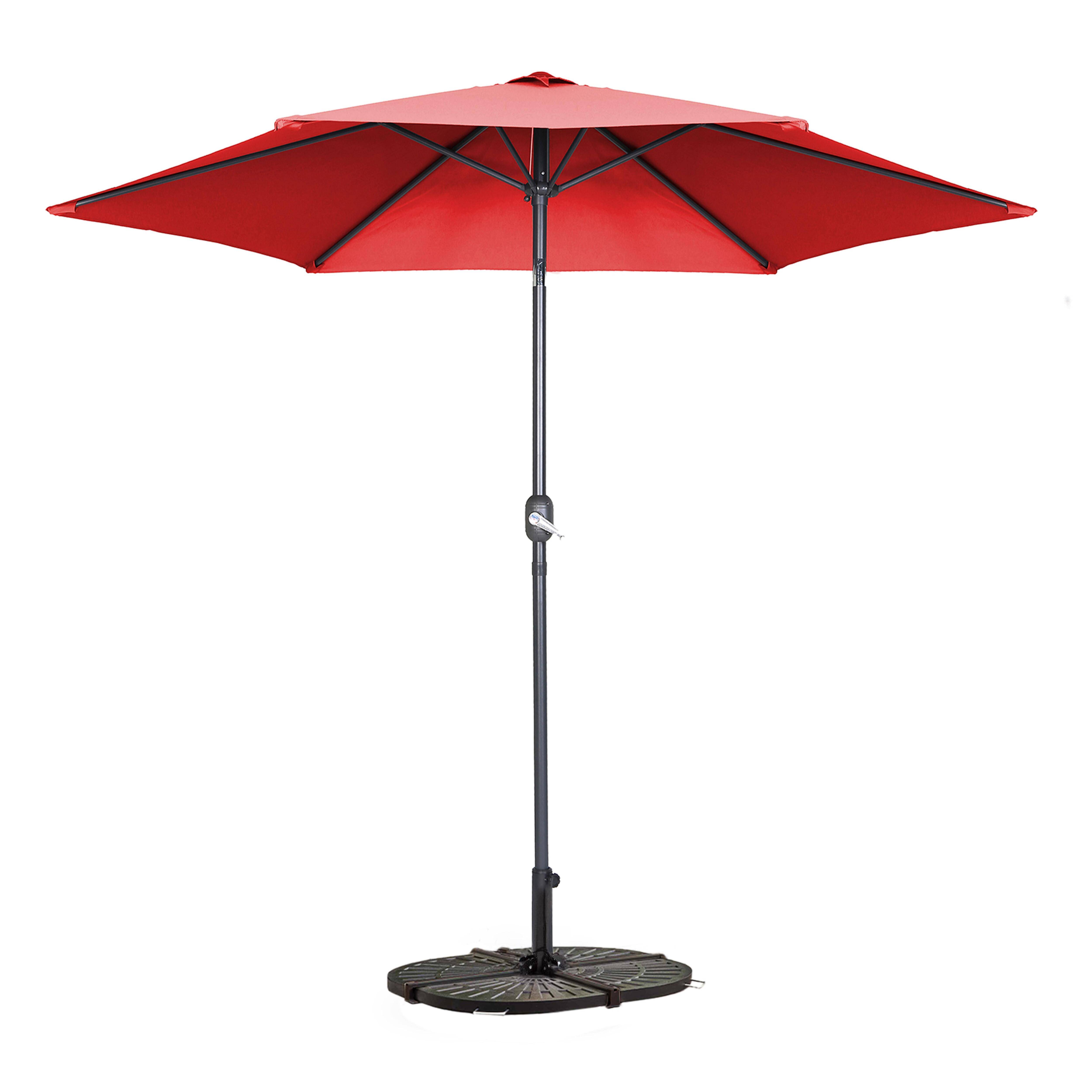 Oviala - Parasol droit inclinable 3m et 4 dalles lestées aluminium rouge Matera - Oviala - Imagen 1