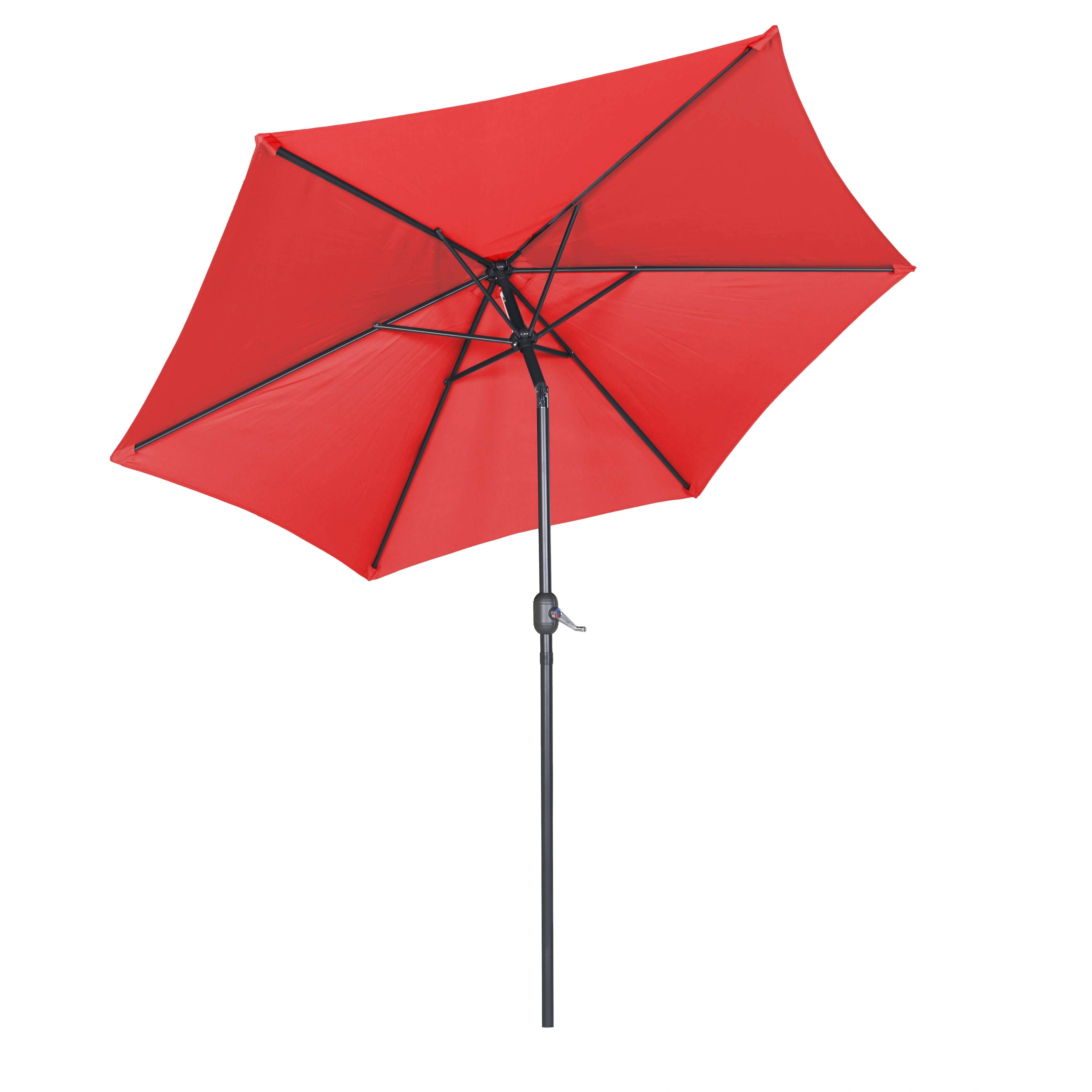 Oviala - Parasol droit inclinable 3m et 4 dalles lestées aluminium rouge Matera - Oviala - Imagen 4