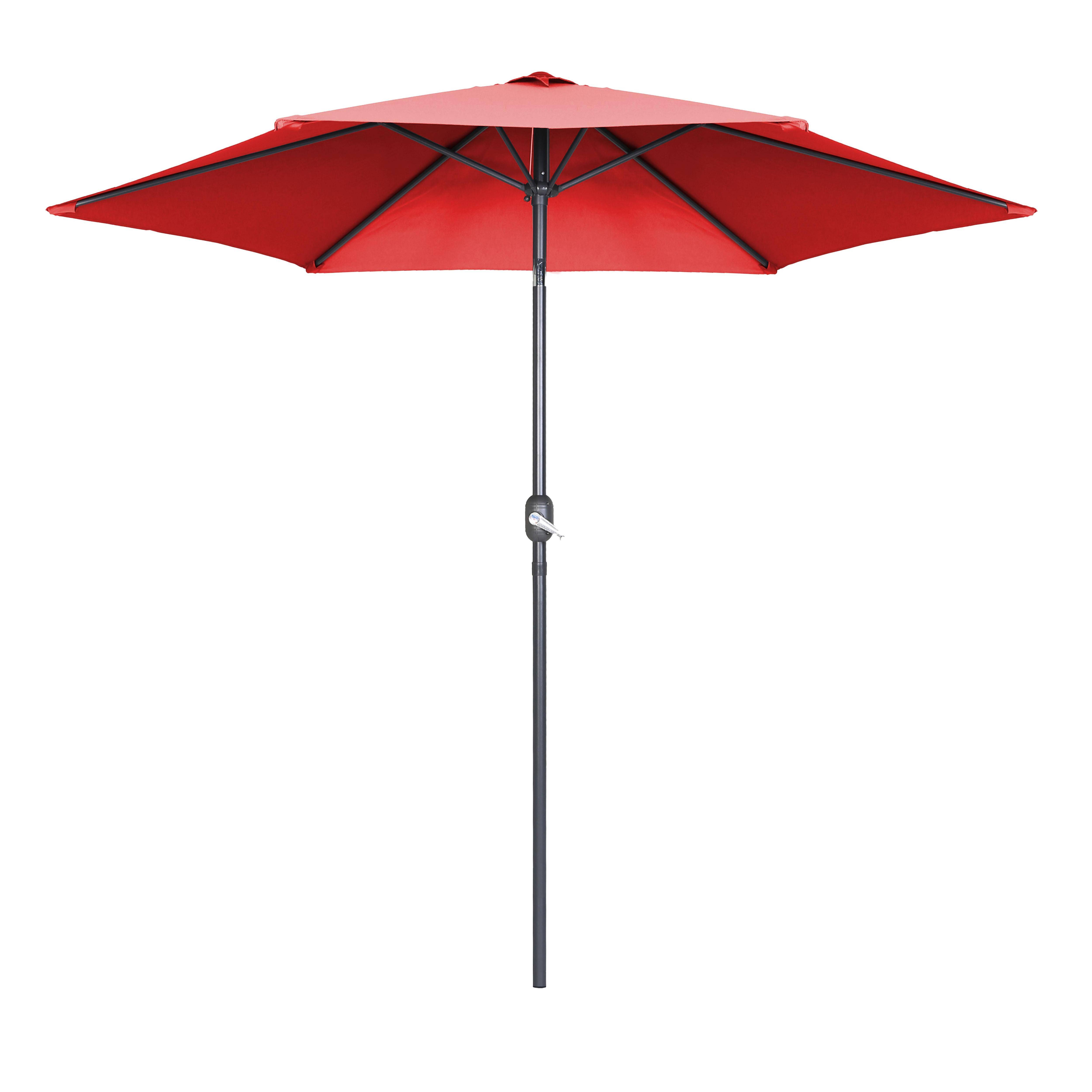 Oviala - Parasol droit inclinable 3m et 4 dalles lestées aluminium rouge Matera - Oviala - Imagen 3