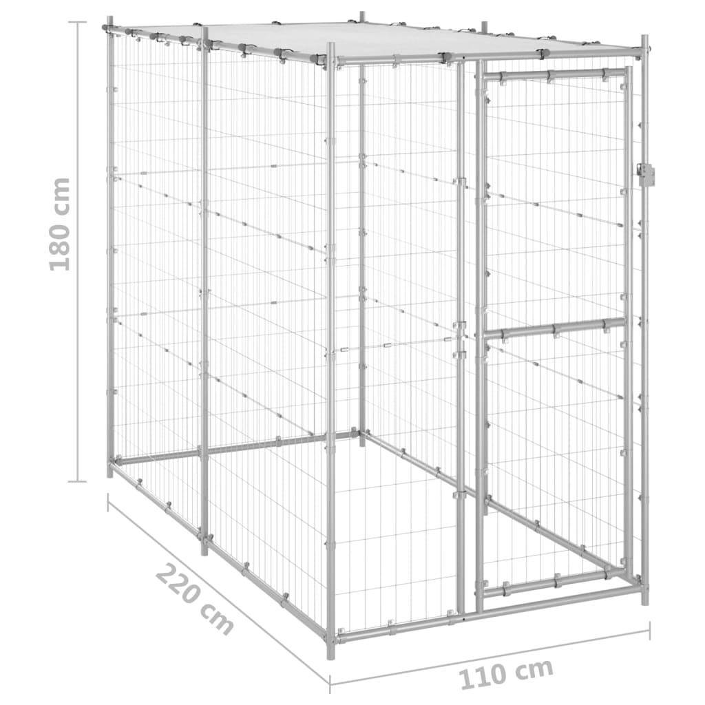 Helloshop26 - Chenil extérieur cage enclos parc animaux chien extérieur acier galvanisé avec toit 110 x 220 x 180 cm - Imagen 2