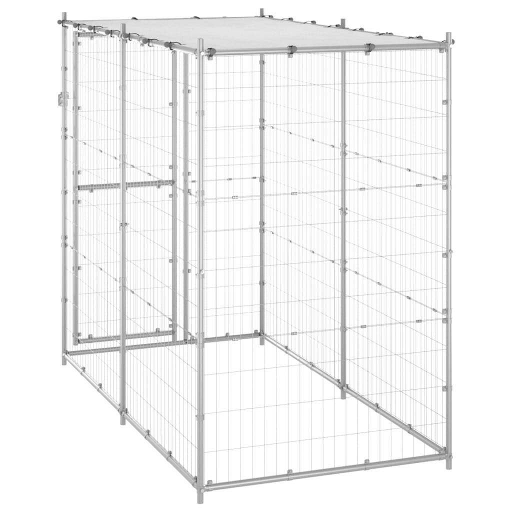 Helloshop26 - Chenil extérieur cage enclos parc animaux chien extérieur acier galvanisé avec toit 110 x 220 x 180 cm - Imagen 5